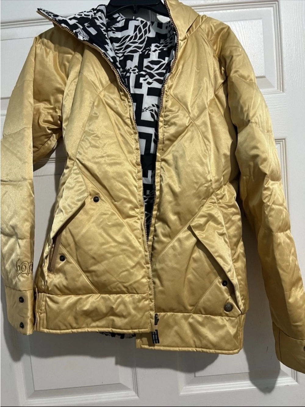 BURTON DRYRIDE BLISS DOWN REVERSIBLE PUFFER JACKET Gold Sz Medium